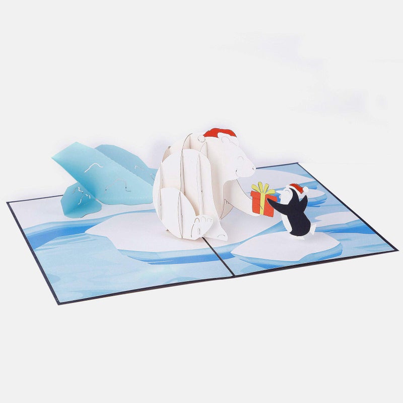 Liif Polar Bear Penguin 3D Greeting Pop Up Christmas Card, Merry Christmas Cards For Kids, Holiday Card, Xmas Card, Gift, Christmas Thank You Cards, Funny, Unique, Animal, Ocean - Image 4
